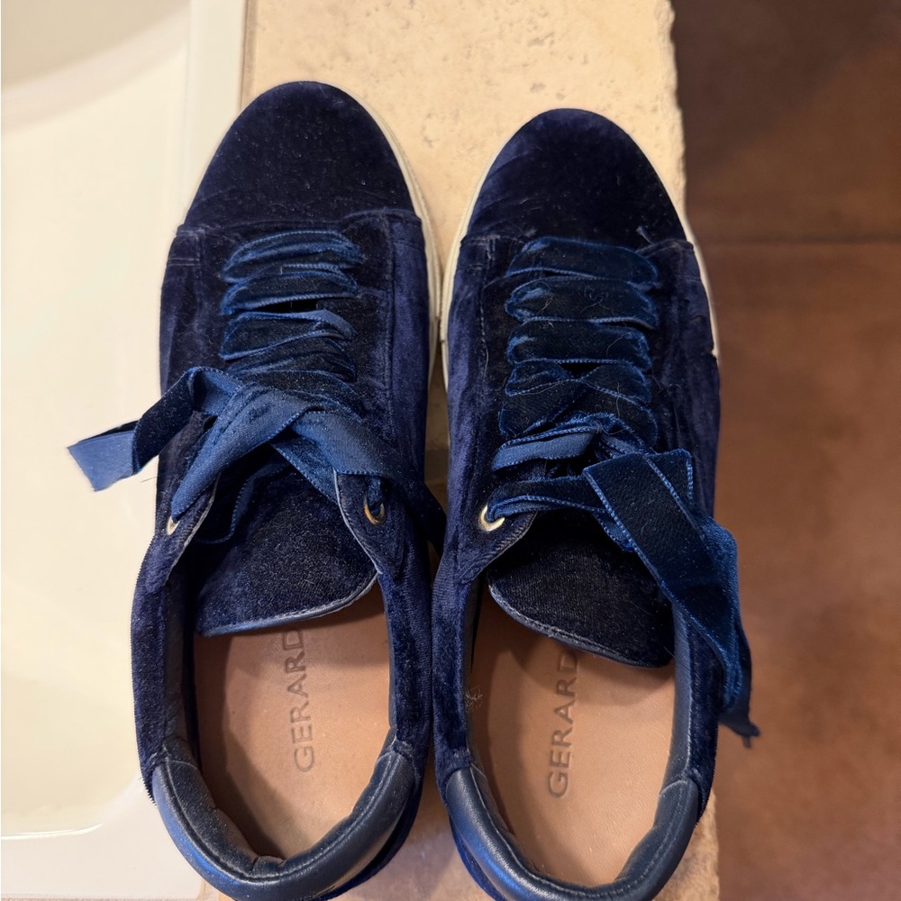 Gerard Darel Deep Blue Velvet Sneakers - Picture 2 of 3